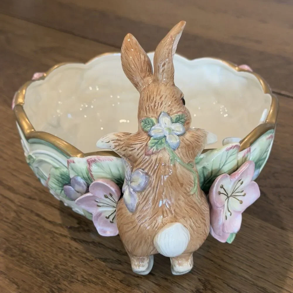 Fitz and Floyd Garden Rhapsody Serving Bowl 10.5” Ceramic Spring Easter Vintage